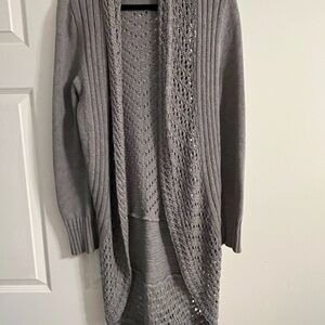 Eddie Bauer Gray Knit Open-Front Cardigan